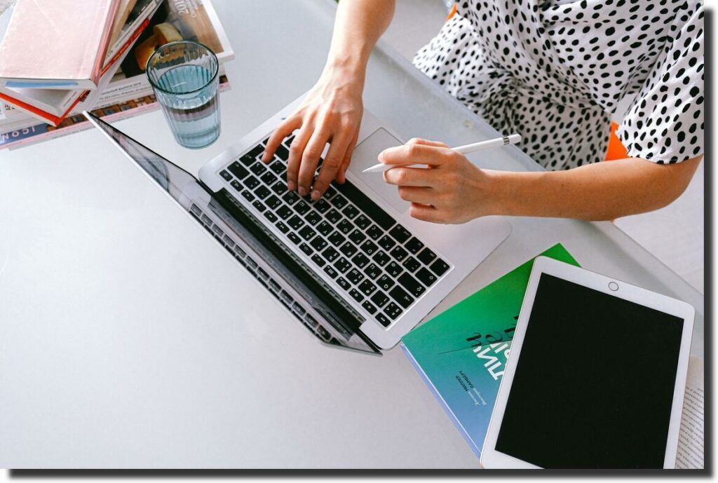 a person works at a computer