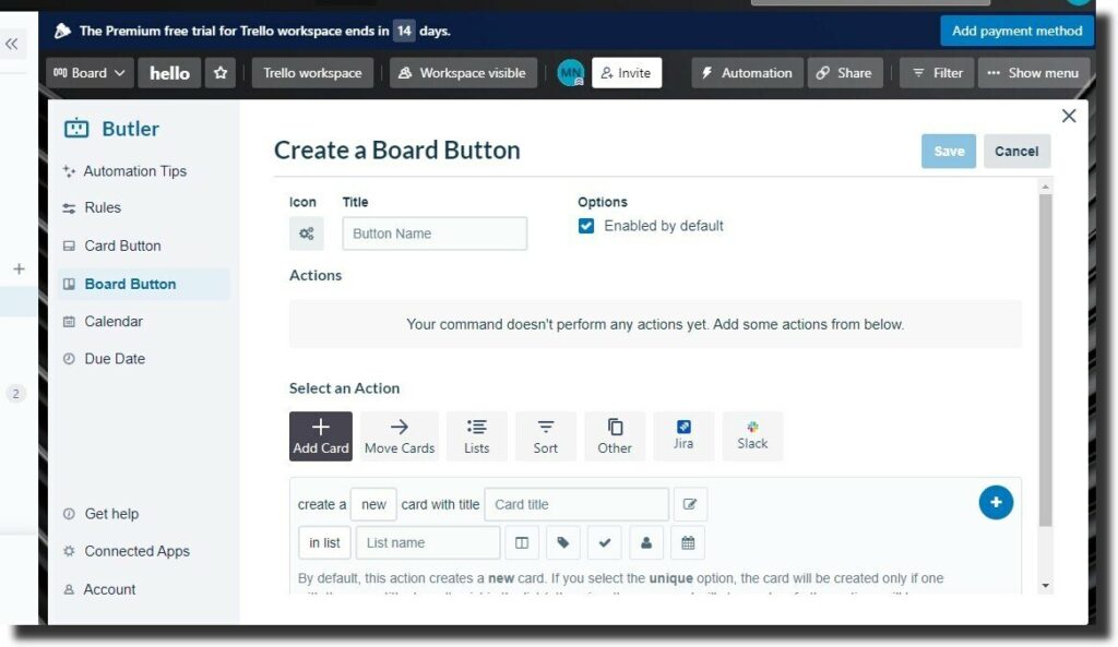 board button