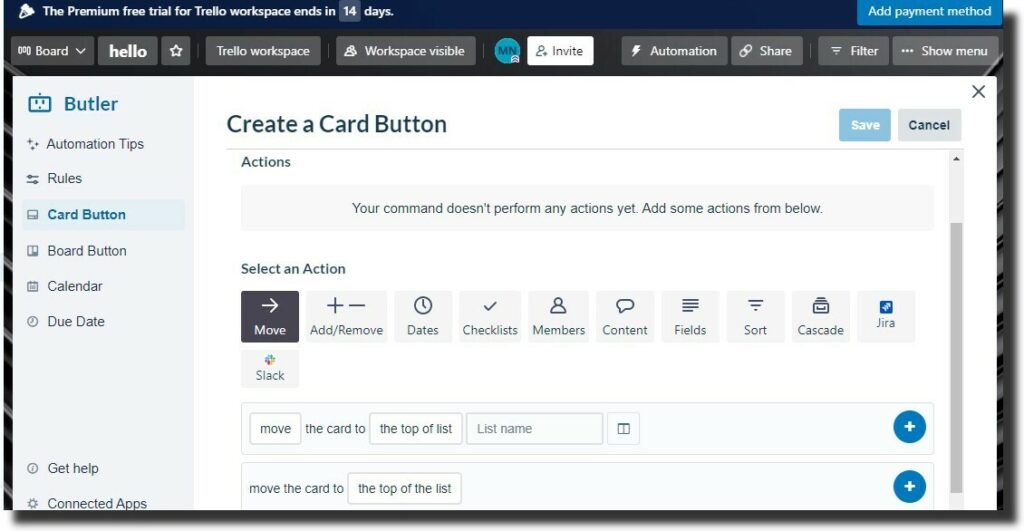 create a card button