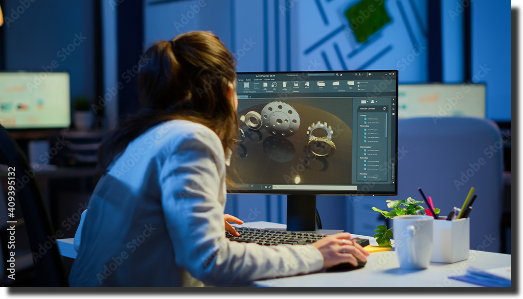 girl works on design