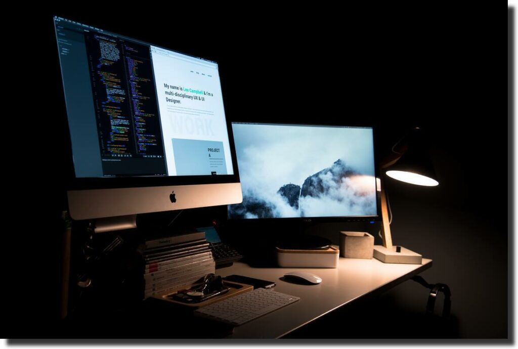 two computers on the desk