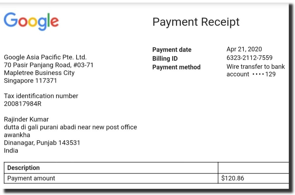 Youtube receipts